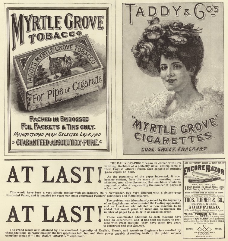 Pubblicità dal numero di Natale di The Graphic del 1896 da English School