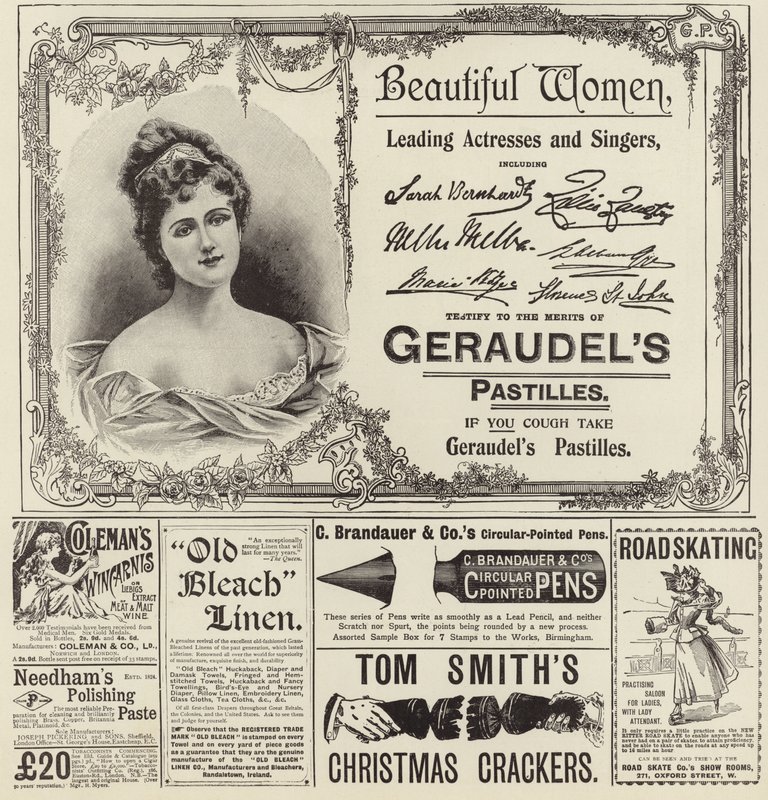 Pubblicità dal numero di Natale di The Graphic del 1896 da English School