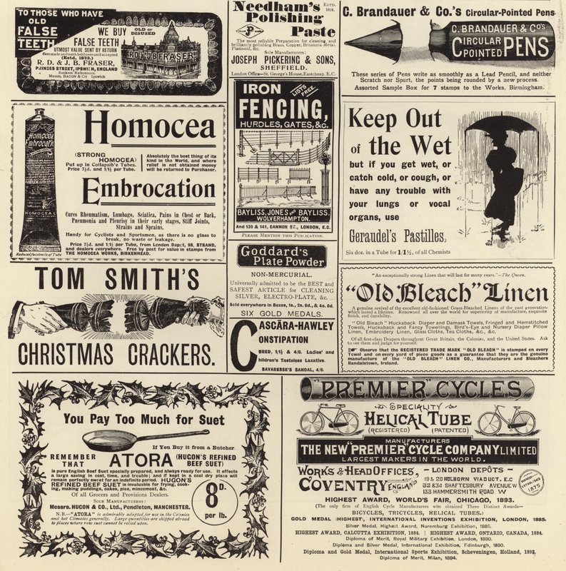 Pubblicità dal numero di Natale di The Graphic del 1897 da English School