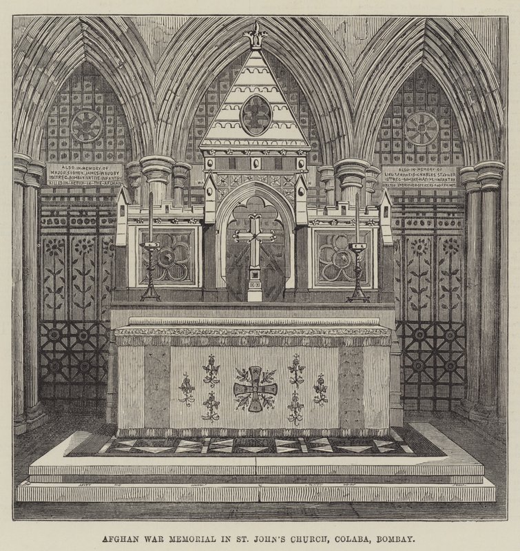 Memoriale della guerra afgana nella chiesa di San Giovanni, Colaba, Bombay da English School