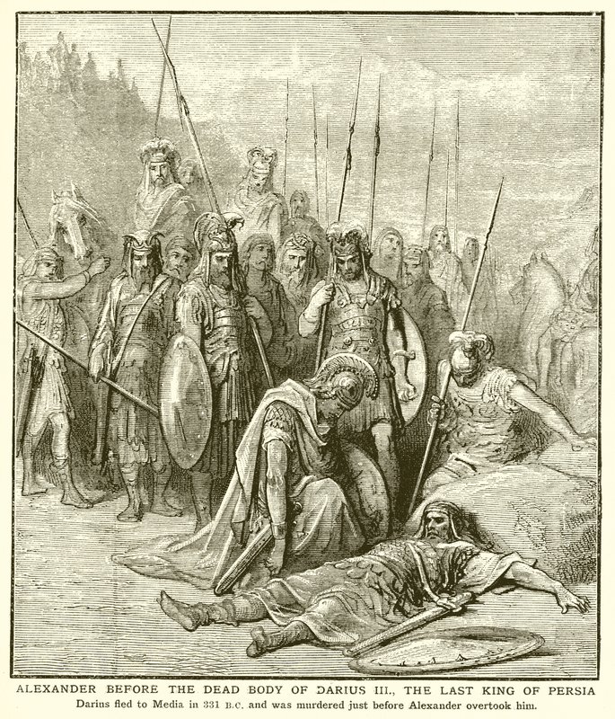 Alessandro davanti al corpo morto di Dario III, l
