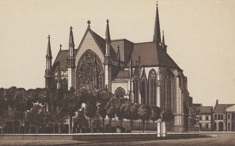 Chiesa di Tutti i Santi, Leamington (litografia) da English School