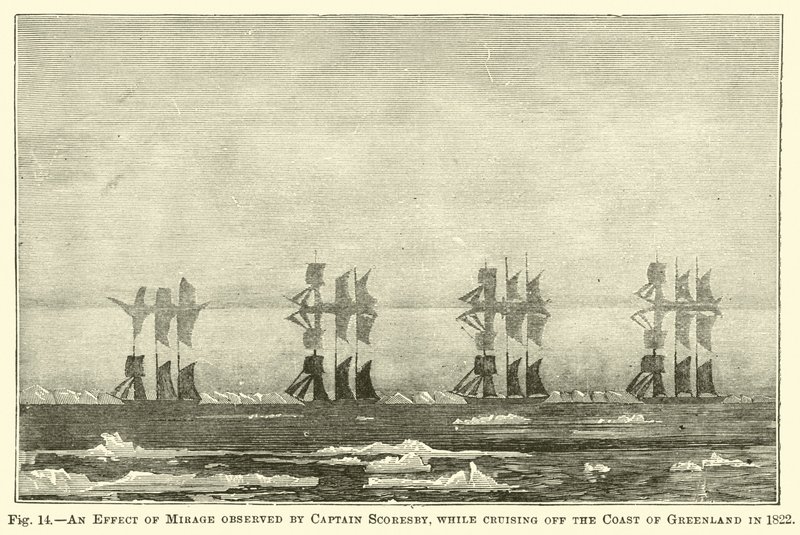 Un effetto di miraggio osservato dal capitano Scoresby, mentre navigava al largo della costa della Groenlandia nel 1822 da English School