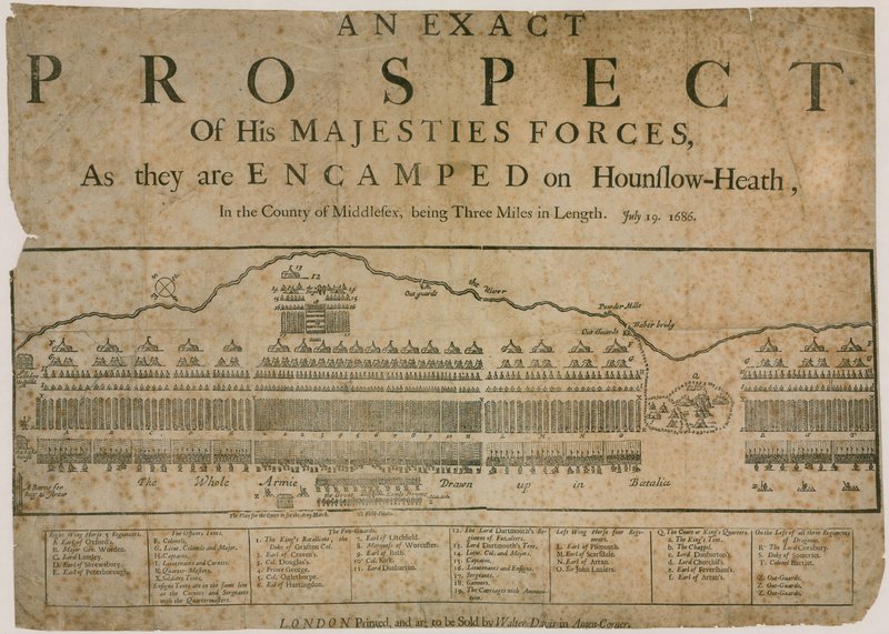Una prospettiva esatta delle forze di Sua Maestà, come sono accampate su Hounslow Heath, 19 luglio 1686 da English School