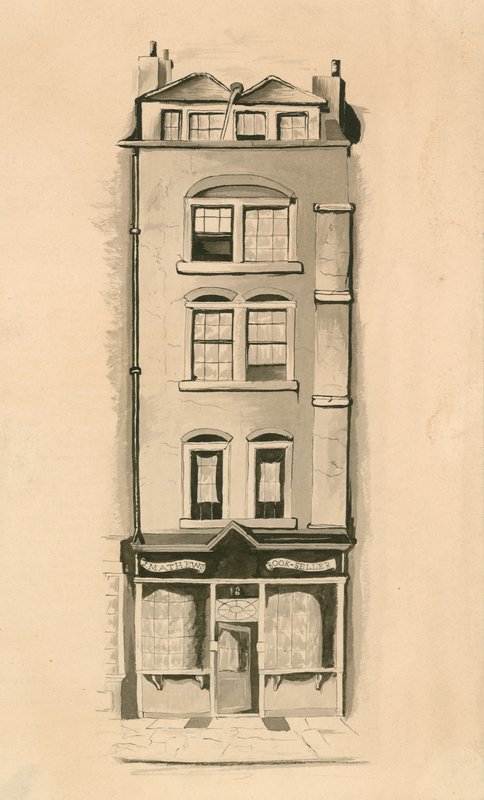 Un disegno originale ad acquerello di 18 Strand, Westminster, Londra, luogo di nascita di Charles Matthews, comico da English School