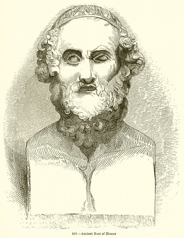 Antico busto di Omero da English School