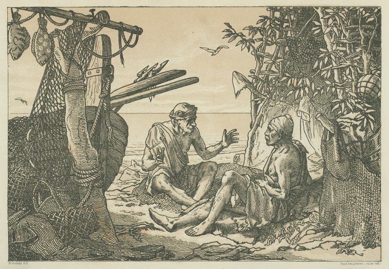 Pescatori della Grecia antica (litografia) da English School