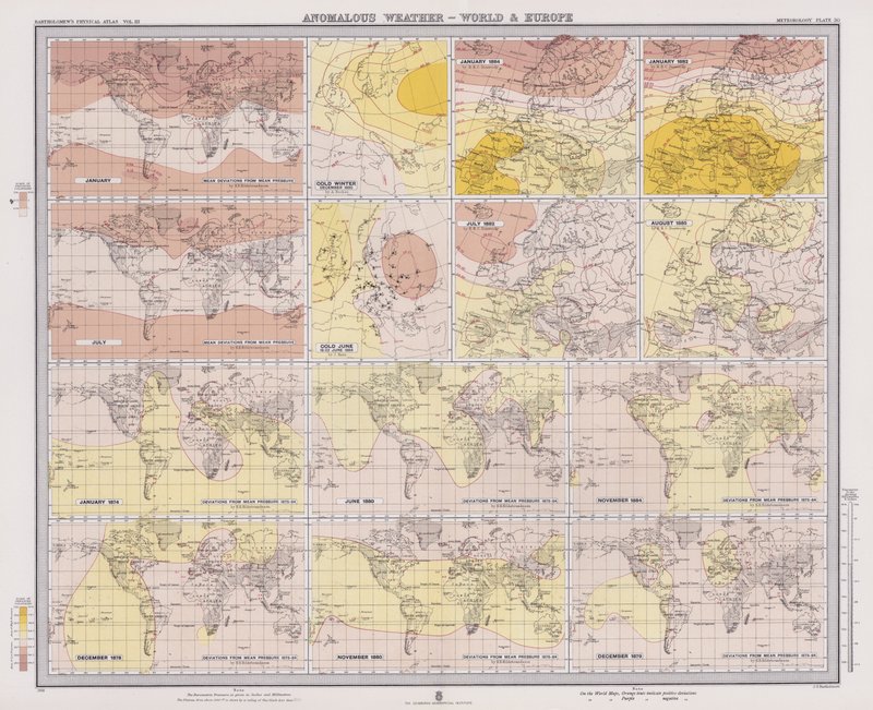 Tempo anomalo, Mondo ed Europa (litografia a colori) da English School