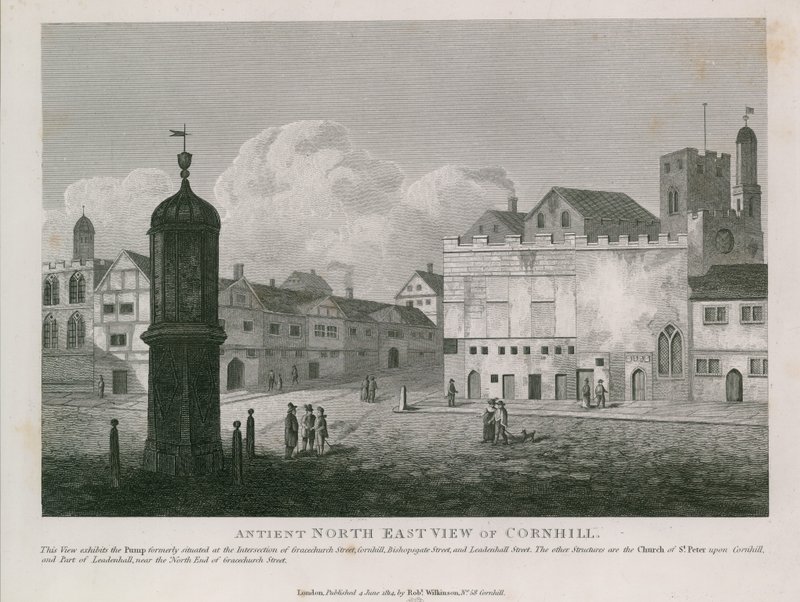 Antica vista nord-est di Cornhill da English School