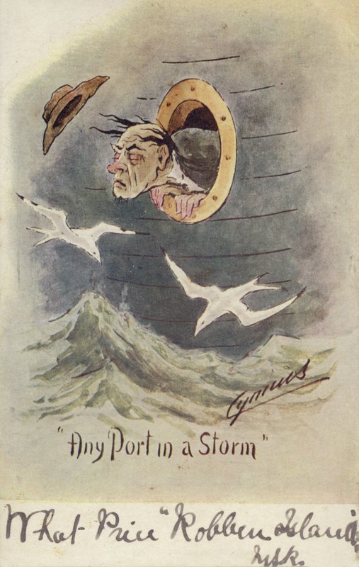 "Any Port in a Storm" (litografia a colori) da English School