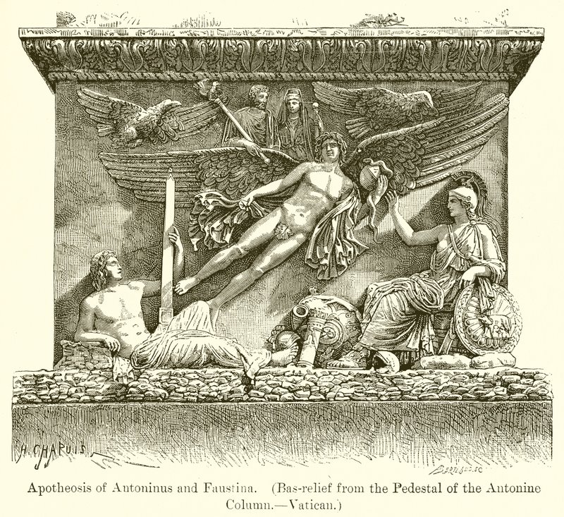Apoteosi di Antonino e Faustina (Bassorilievo dal piedistallo della Colonna Antonina.--Vaticano) da English School