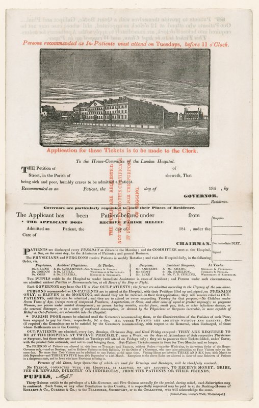 Domanda di ingresso al London Hospital da English School