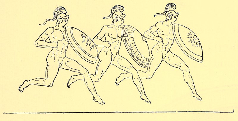 Corsa armata, illustrazione da History of Greece di Victor Duruy, 1890 da English School