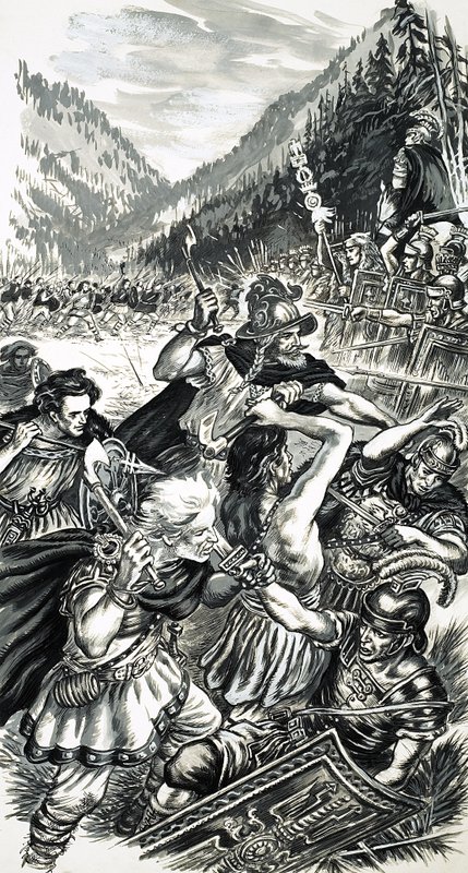 Arminio, il principe tedesco, combatte i romani da English School