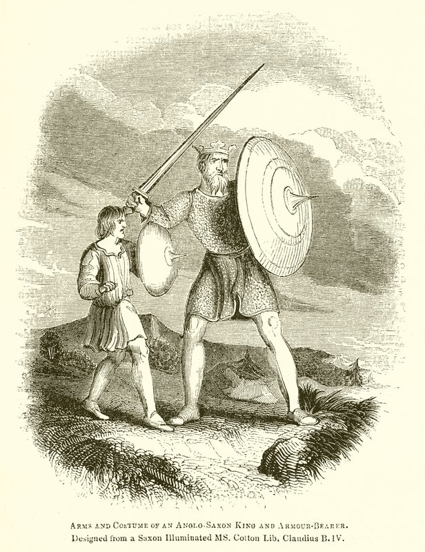Armi e costume di un re anglosassone e portatore di armature da English School