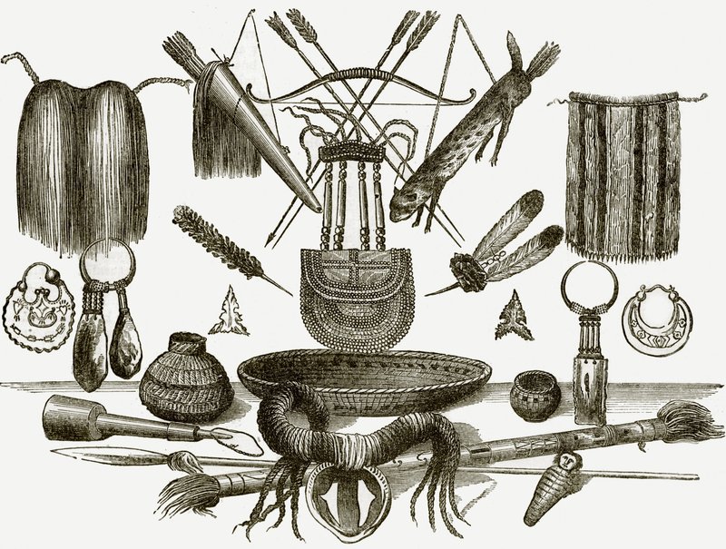 Armi, ornamenti e utensili degli indiani da English School