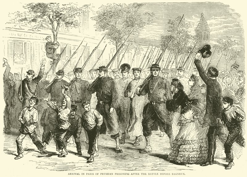 Arrivo a Parigi dei prigionieri prussiani dopo la battaglia davanti a Bagneux, ottobre 1870 da English School