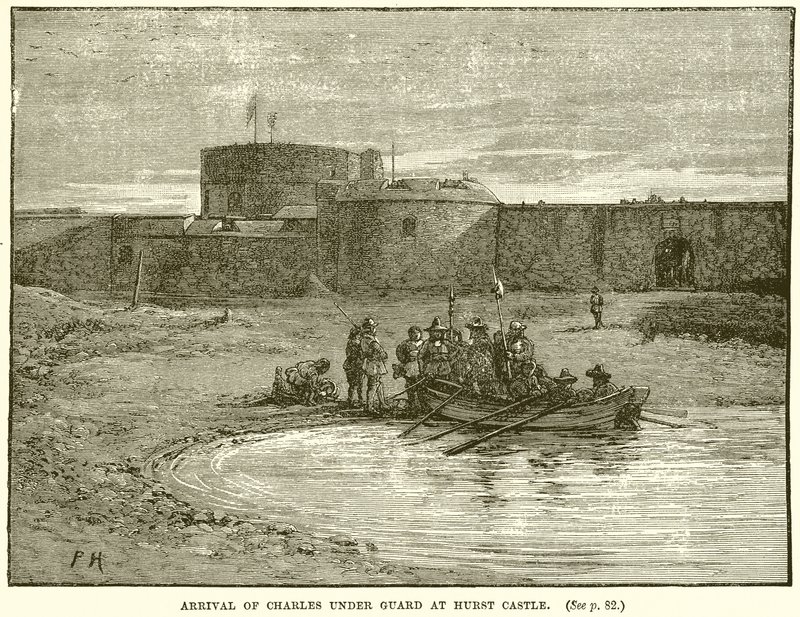 Arrivo di Carlo sotto scorta a Hurst Castle da English School