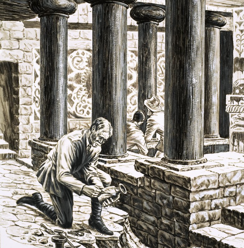 Arthur Evans esplora i resti dell