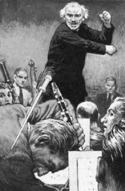 Arturo Toscanini che lancia la bacchetta a un musicista colpevole da English School