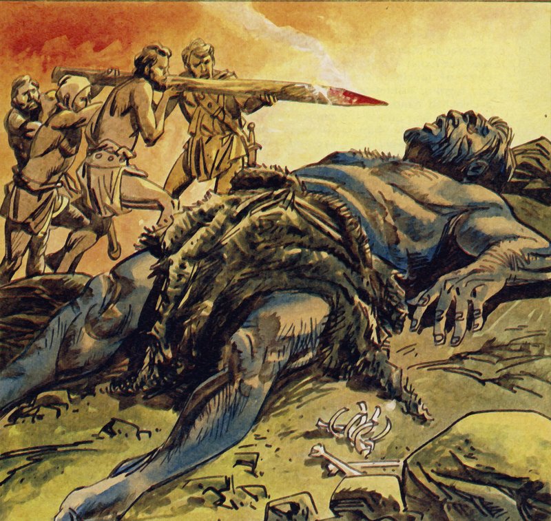Mentre il Ciclope dormiva, Ulisse e i suoi uomini lo accecarono da English School