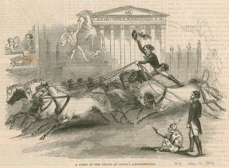 Astleys Amphitheatre, Londra - Una scena nel circo al Battys Amphitheatre da English School