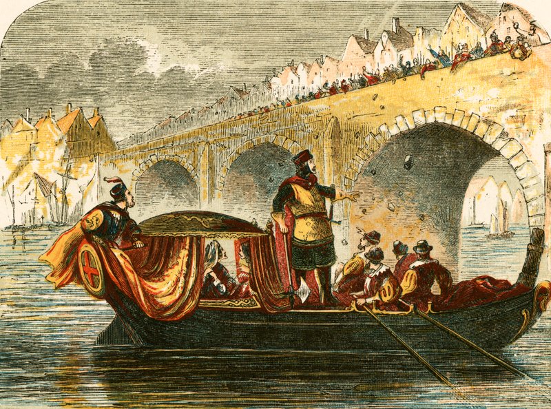 Tentativo di affondare la chiatta di Eleonora, regina di Enrico III, al ponte di Londra da English School