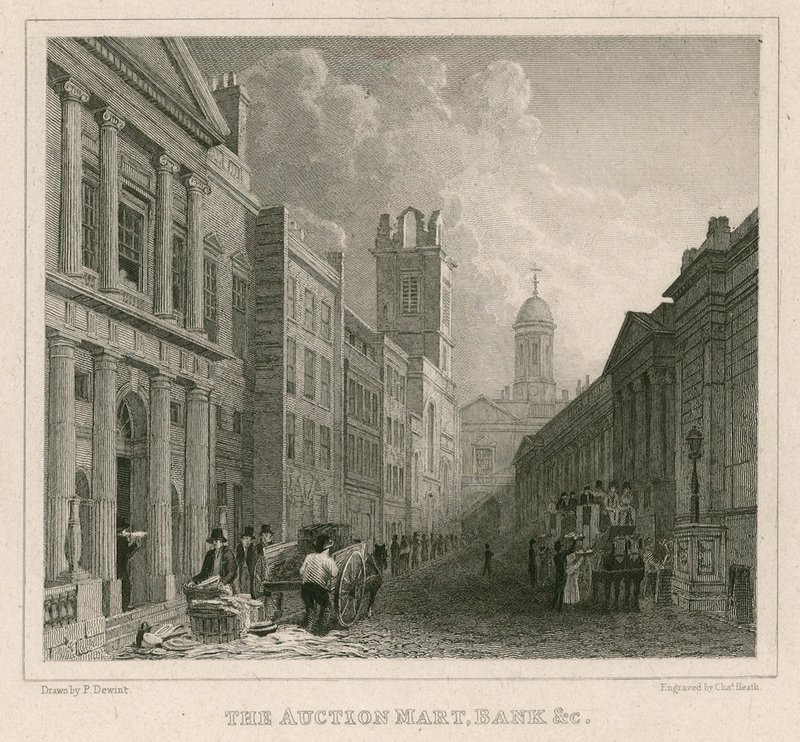 Auction Mart, St Bartholomews Lane, Londra, e Banca da English School