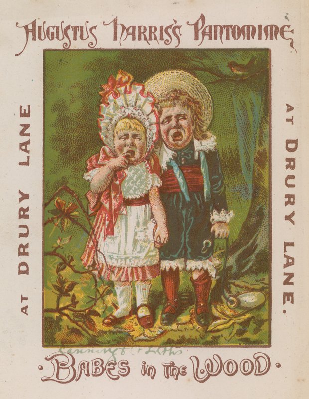 La pantomima di Augustus Harris, Babes in the Wood, al Drury Lane, Londra da English School