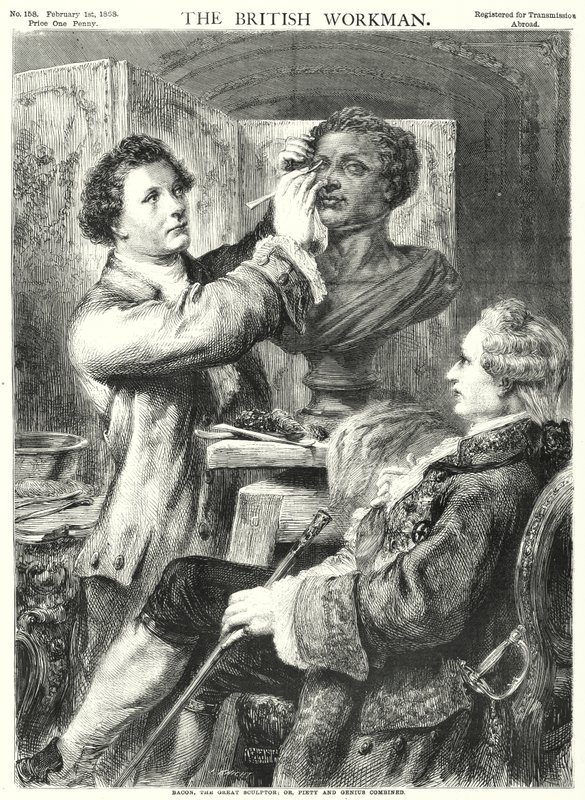 Bacon, il grande scultore; o, Pietà e genio combinati (incisione) da English School