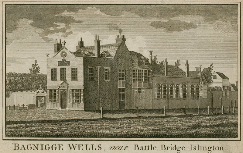 Bagnigge Wells, vicino a Battle Bridge, Islington, Londra da English School