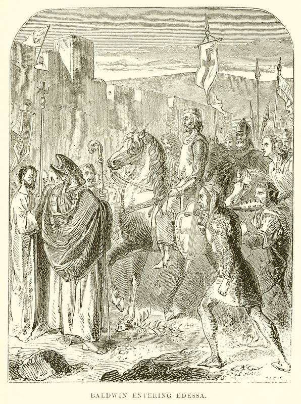 Baldovino che entra a Edessa (incisione) da English School