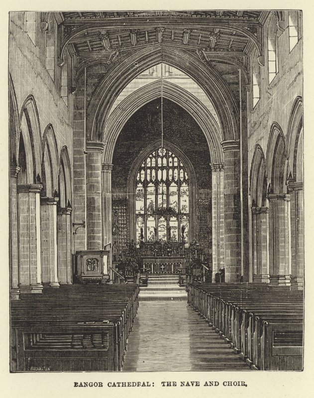 Cattedrale di Bangor, la navata e il coro da English School