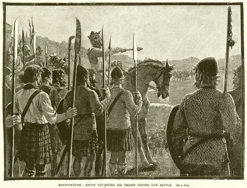 Bannockburn: Bruce che rivede le sue truppe prima della battaglia da English School