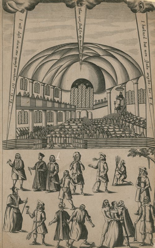 Riunione battista in chiesa e mosca cieca da English School