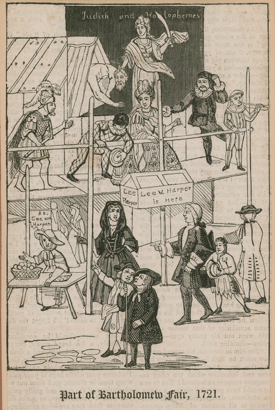 Fiera di Bartholomew, 1721; Stand di Lee e Harper da English School