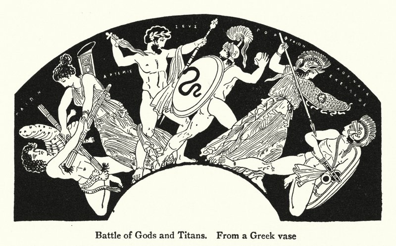 Battaglia degli Dei e dei Titani (litografia) da English School