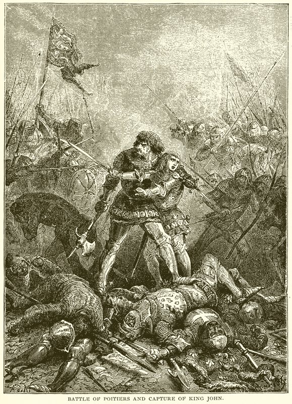 Battaglia di Poitiers e cattura del re Giovanni da English School