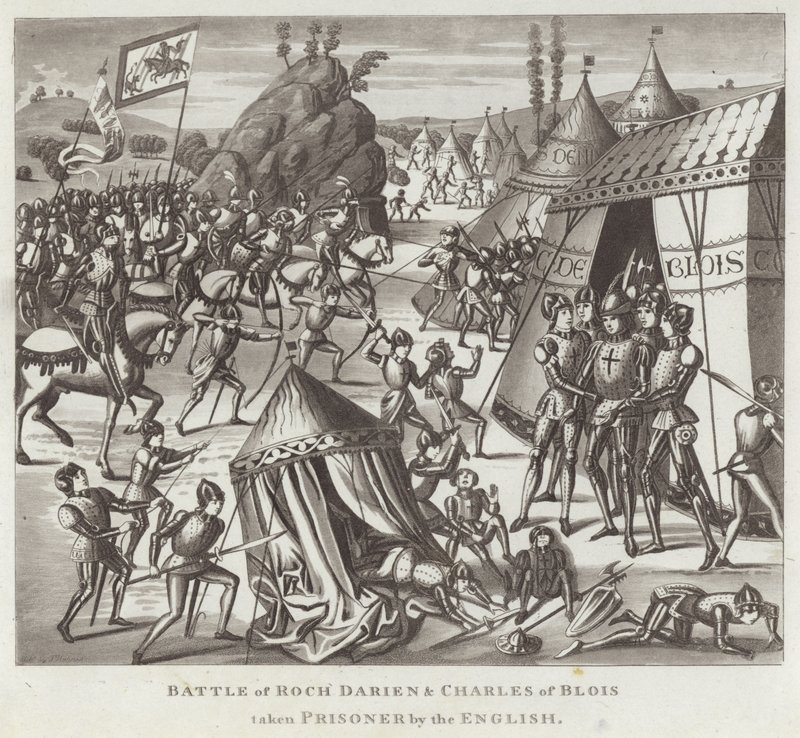 Battaglia di Roch Darien e Carlo di Blois fatto prigioniero dagli inglesi da English School