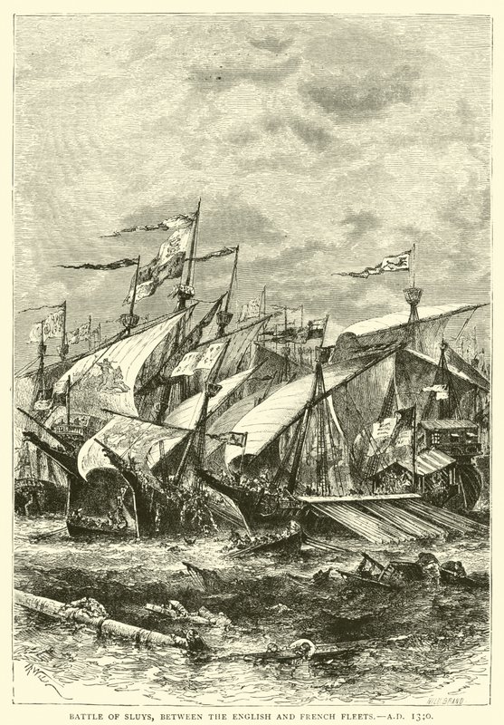 Battaglia di Sluys, tra le flotte inglesi e francesi, AD 1340 da English School