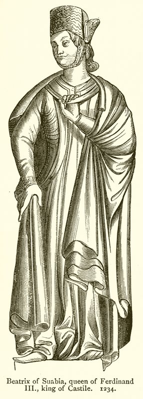 Beatrice di Svevia, Regina di Ferdinando III, Re di Castiglia. 1234 da English School