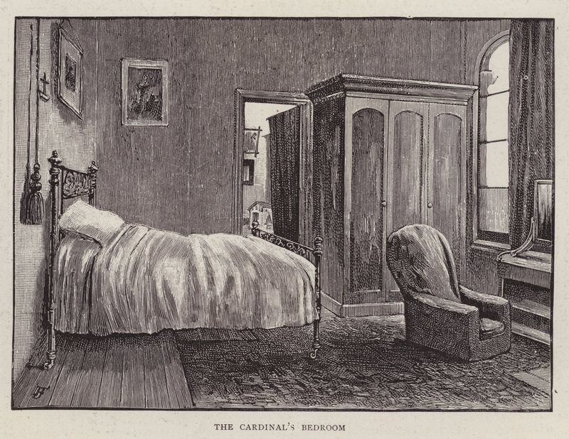 Camera da letto di Henry Edward Manning, cardinale cattolico inglese e arcivescovo di Westminster da English School