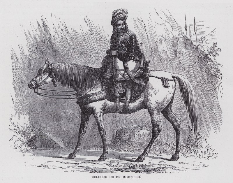Capo Beluci a cavallo (incisione) da English School