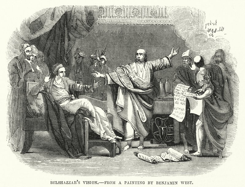 Visione di Baldassarre, da un dipinto di Benjamin West da English School