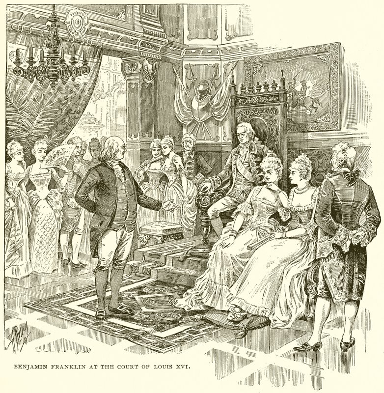 Benjamin Franklin alla corte di Luigi XVI da English School