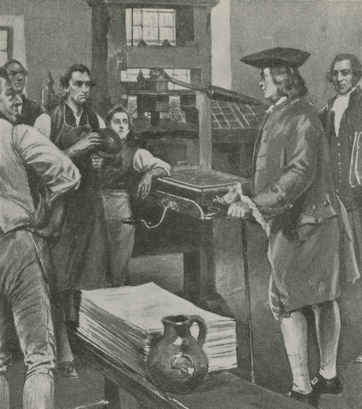Benjamin Franklin visita la tipografia del suo vecchio maestro a Londra da English School