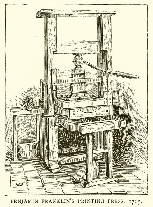 Stampa di Benjamin Franklin, 1785 da English School