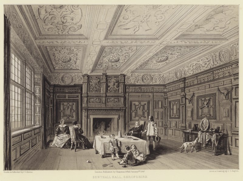 Benthall Hall, Shropshire (incisione) da English School