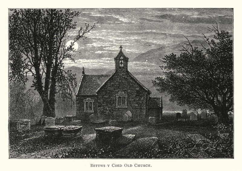 Vecchia Chiesa di Bettws y Coed (incisione) da English School