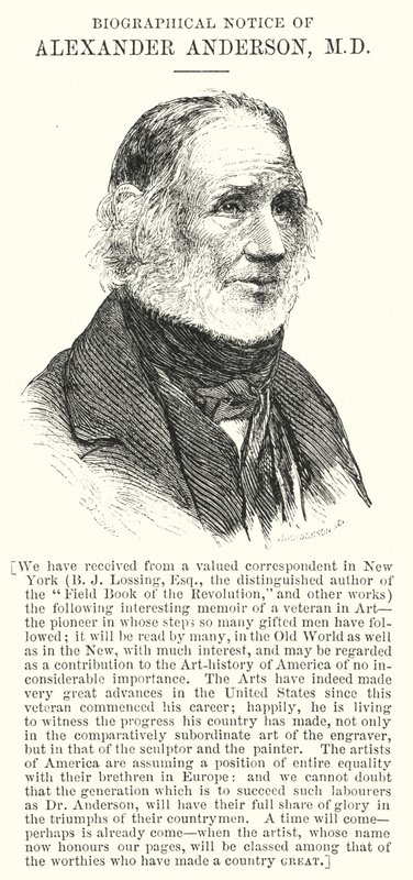 Notizia biografica di Alexander Anderson, MD (incisione) da English School